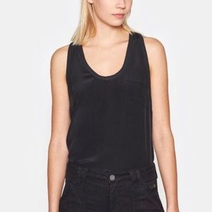 Joie 100% silk Alicia black racerback tank top LRG